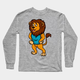 Cute Anthropomorphic Human-like Cartoon Character Lion in Clothes Long Sleeve T-Shirt